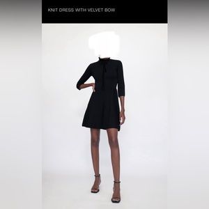 ZARA KNIT DRESS WITH VELVET BOW